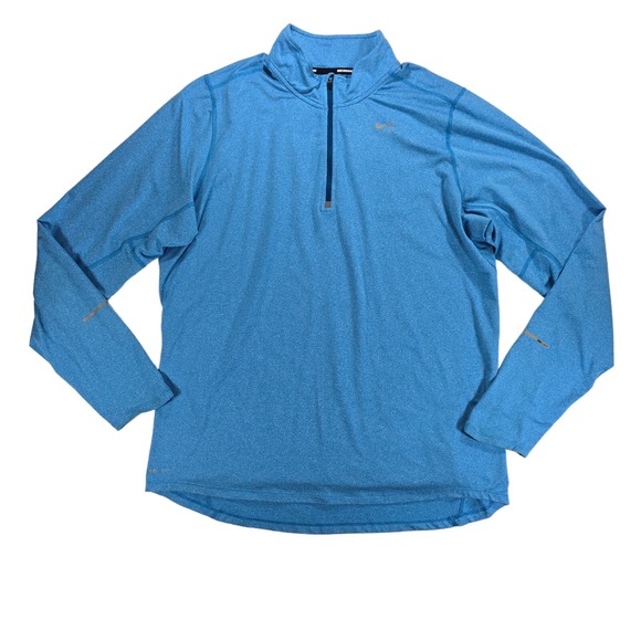 Nike Running Element 1/4 Zip Mens L Blue Dri Fit Performance Wicking Active Mock - Picture 1 of 10